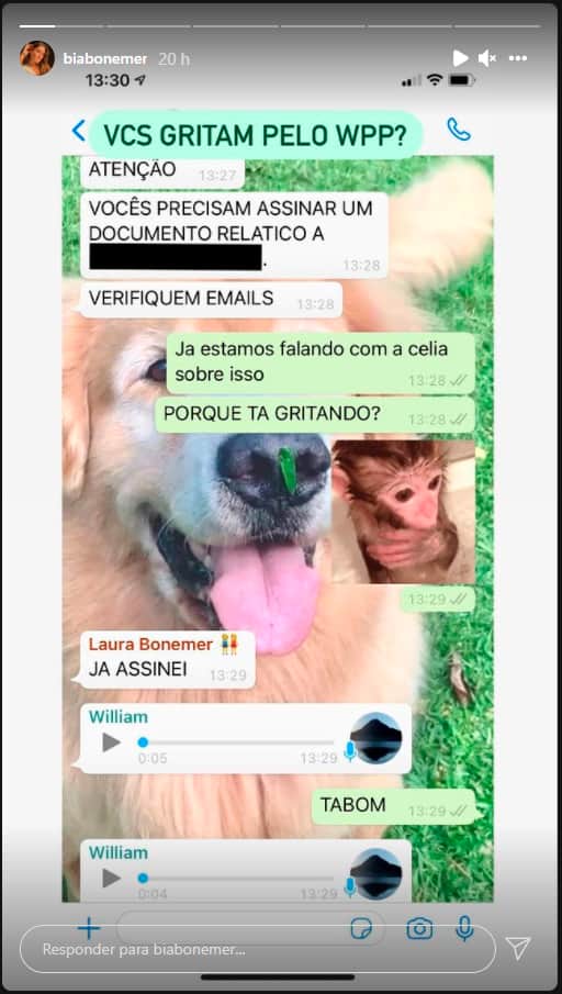 William Bonner 'gritou' na família, de acordo com Bia Bonemer (Foto: Reprodução/Instagram) William Bonner 'gritou' na família, de acordo com Bia Bonemer (Foto: Reprodução/Instagram)