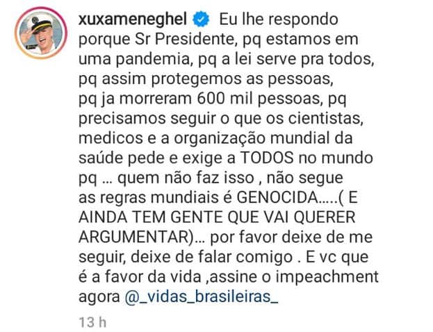 Xuxa usou as redes sociais para detonar Bolsonaro (Foto: Reprodução) Xuxa usou as redes sociais para detonar Bolsonaro (Foto: Reprodução)