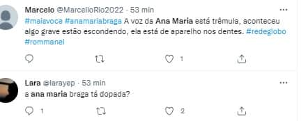 Ana Maria teve seu estado de saúde por fãs no Twitter (Foto: Reprodução) Ana Maria teve seu estado de saúde por fãs no Twitter (Foto: Reprodução)