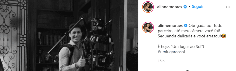 Alline Moraes elogia o ex Cauã Reymond (Foto: Reprodução/ Instagram) Alline Moraes elogia o ex Cauã Reymond (Foto: Reprodução/ Instagram)
