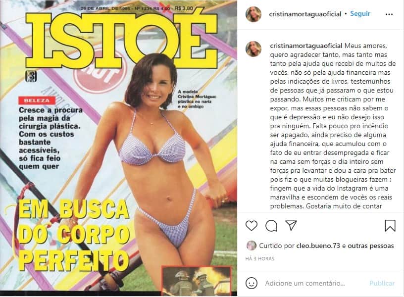 Cristina Mortágua, ex de Edmundo, faz apelo nas redes sociais (Foto: Reprodução) Cristina Mortágua, ex de Edmundo, faz apelo nas redes sociais (Foto: Reprodução)