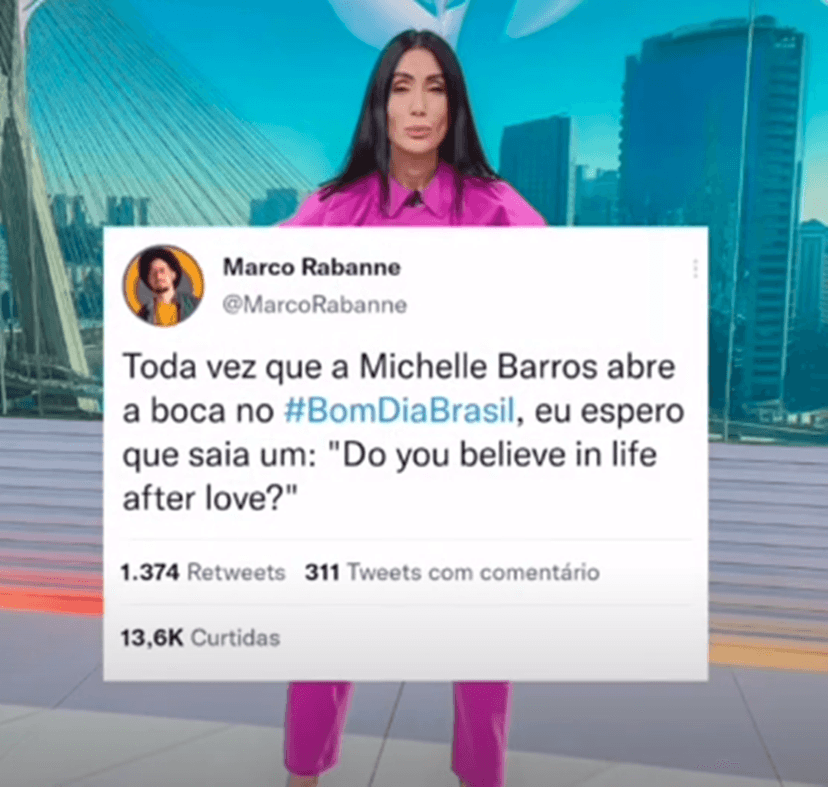 Jornalista Michelle Barros é comparada com a cantora e atriz, Cher (Foto: Reprodução/ Twitter) Jornalista Michelle Barros é comparada com a cantora e atriz, Cher (Foto: Reprodução/ Twitter)
