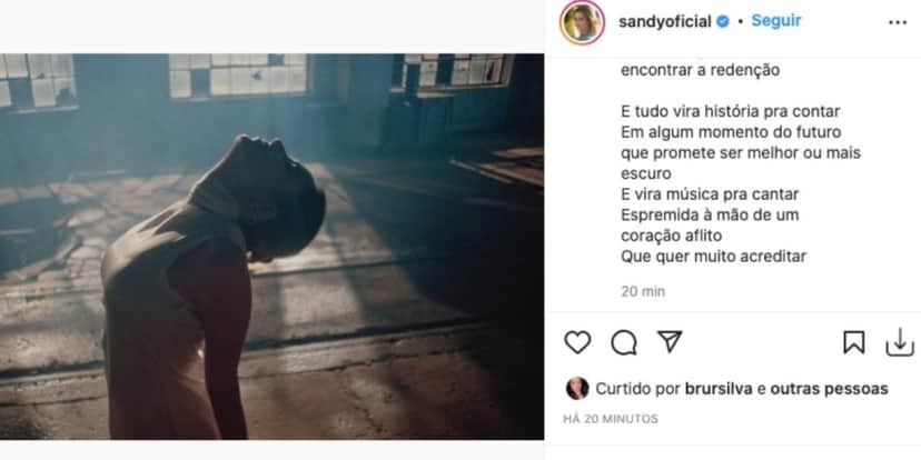 Sandy divulga nova música (Reprodução) Sandy divulga nova música (Reprodução)