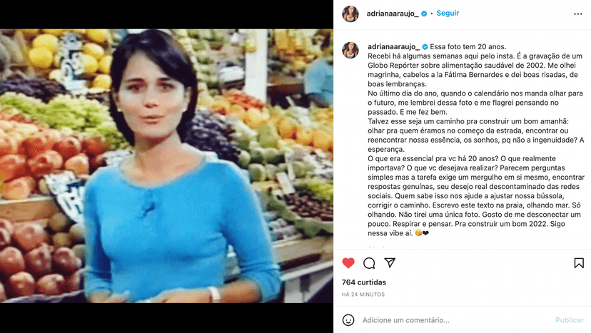 A jornalista Adriana Araújo no Instagram (Foto: Reprodução) A jornalista Adriana Araújo no Instagram (Foto: Reprodução)