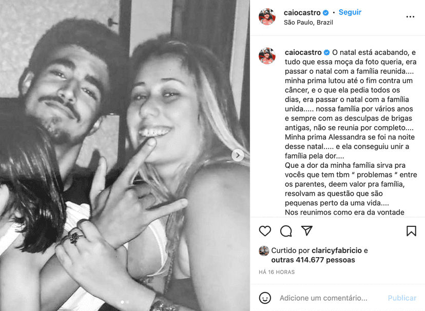 Caio Castro fez publicação no Instagram Caio Castro fez publicação no Instagram