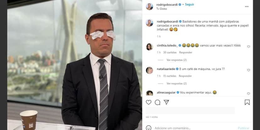 Rodrigo Bocardi denuncia o que vive nos bastidores da Globo, entrega exaustão e surge com olhos vendados Rodrigo Bocardi denuncia o que vive nos bastidores da Globo, entrega exaustão e surge com olhos vendados