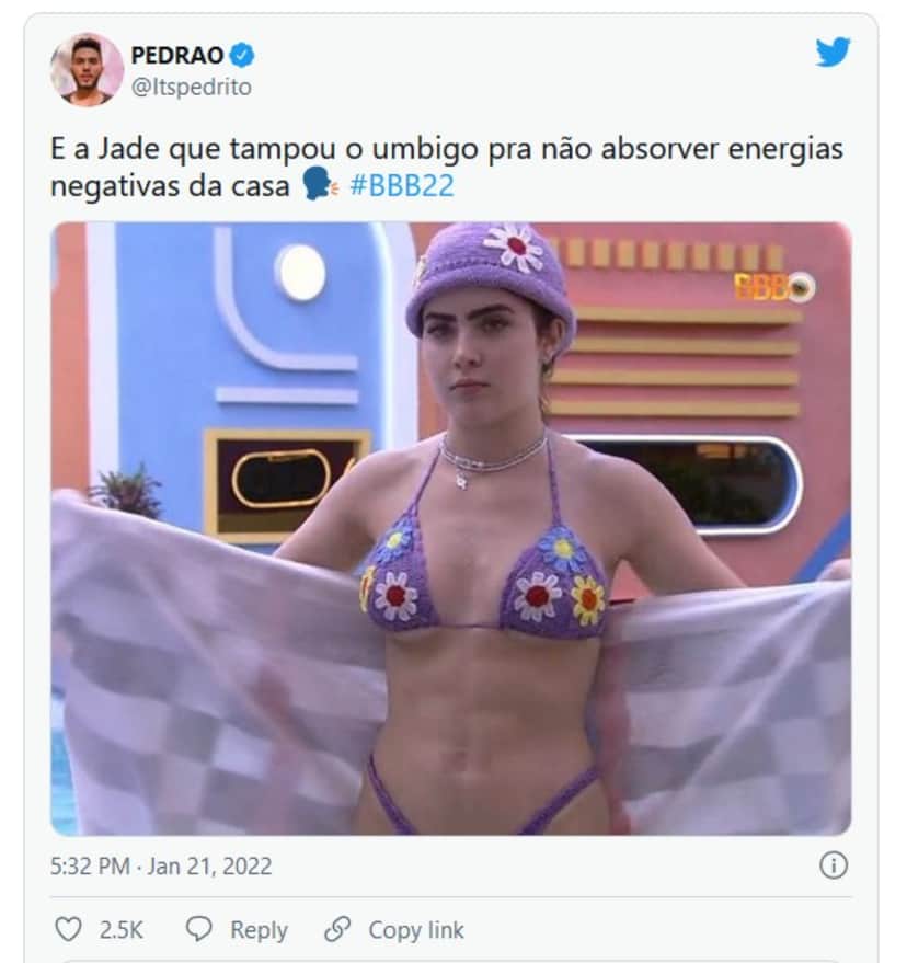 A web não perdoou as cismas de Jade (Foto: Reprodução / Globoplay) A web não perdoou as cismas de Jade (Foto: Reprodução / Globoplay)