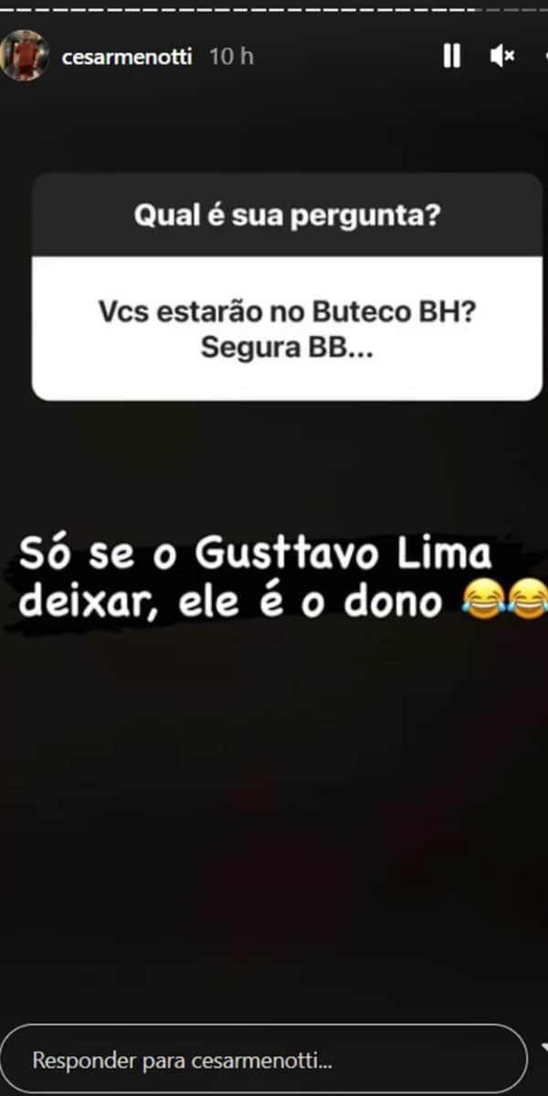 César Menotti falou sobre Gusttavo Lima nas redes sociais (Foto: Reprodução/Instagram) César Menotti falou sobre Gusttavo Lima nas redes sociais (Foto: Reprodução/Instagram)