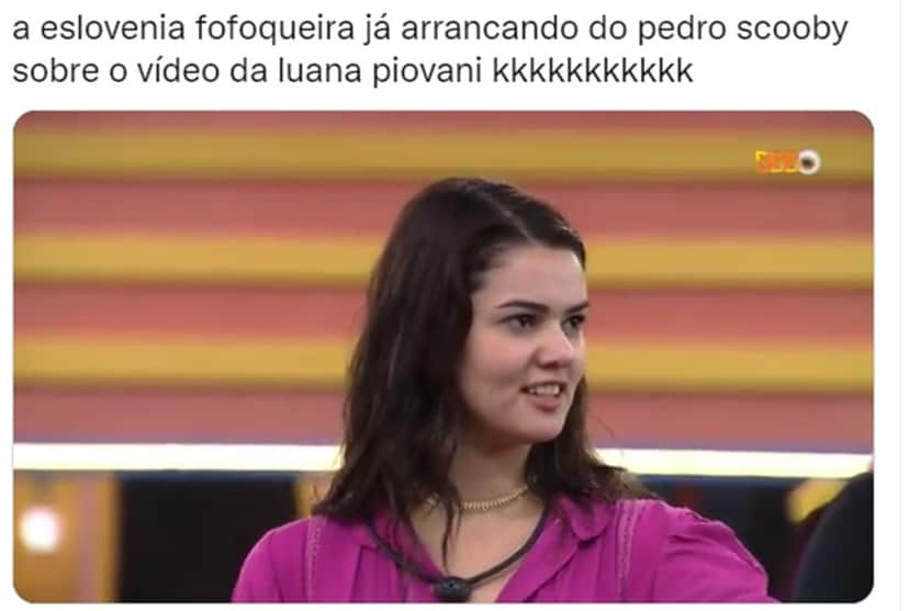 Eslovênia Marques é bem indiscreta e questiona Pedro Scooby (Reprodução/ Twitter) Eslovênia Marques é bem indiscreta e questiona Pedro Scooby (Reprodução/ Twitter)