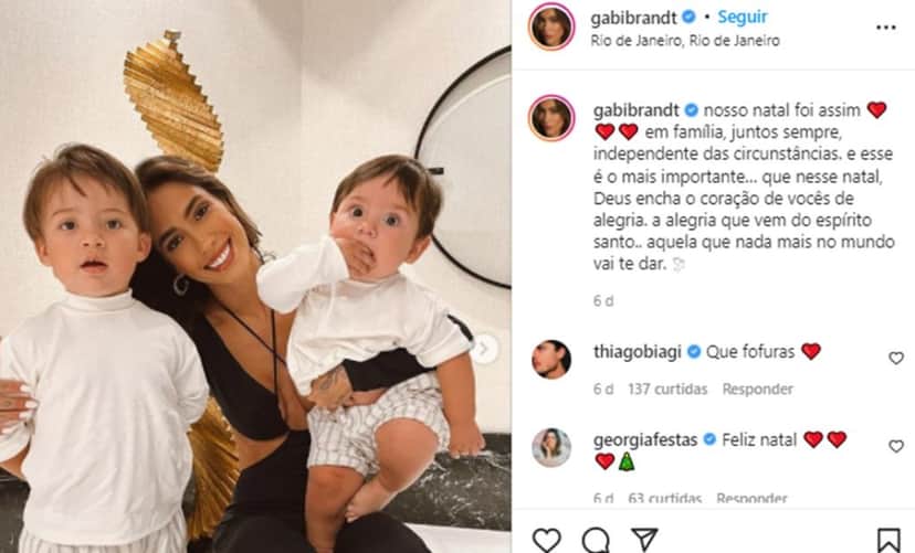 Gabi Brandt e filhos (Reprodução/ Instagram) Gabi Brandt e filhos (Reprodução/ Instagram)