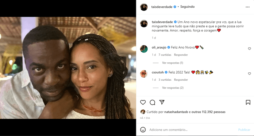 Taís Araújo e Lázaro Ramos deixaram seus votos para 2022 (Foto: Reprodução) Taís Araújo e Lázaro Ramos deixaram seus votos para 2022 (Foto: Reprodução)