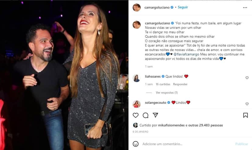 Luciano Camargo se declara à esposa - Foto: Reprodução Luciano Camargo se declara à esposa - Foto: Reprodução