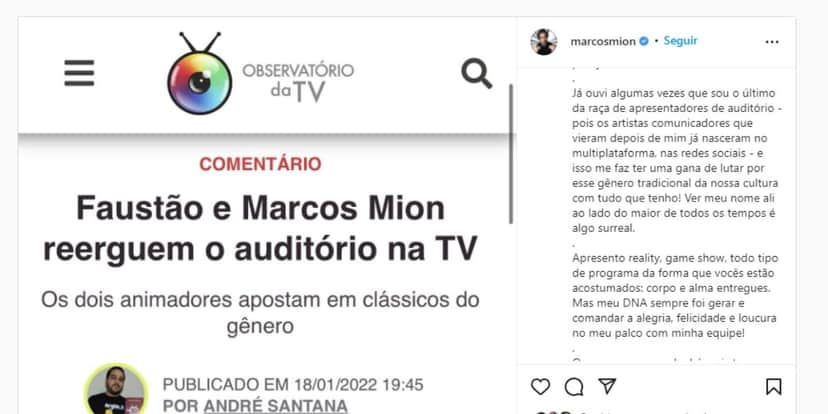 "Dá vontade de gritar", Mion explode ao ser comparado com Faustão, diz o que pensa e assume: "Ultrapassado" "Dá vontade de gritar", Mion explode ao ser comparado com Faustão, diz o que pensa e assume: "Ultrapassado"