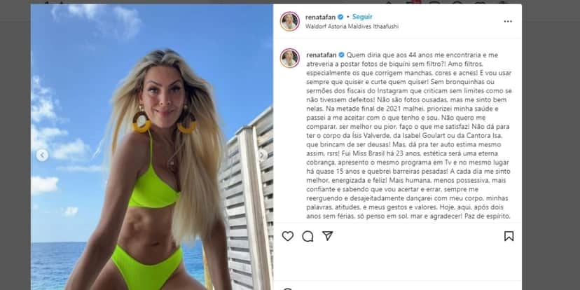 Renata Fan, fora do ar na Band, escandaliza ao mostrar e faz desabafo aberto: "Quem diria que aos 44 anos" Renata Fan, fora do ar na Band, escandaliza ao mostrar e faz desabafo aberto: "Quem diria que aos 44 anos"