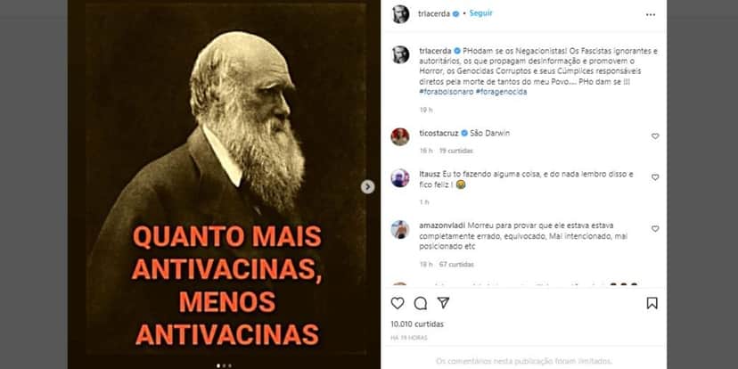 Thiago Lacerda sobre a morte de Olavo de Carvalho (Foto: Reprodução/Instagram) Thiago Lacerda sobre a morte de Olavo de Carvalho (Foto: Reprodução/Instagram)