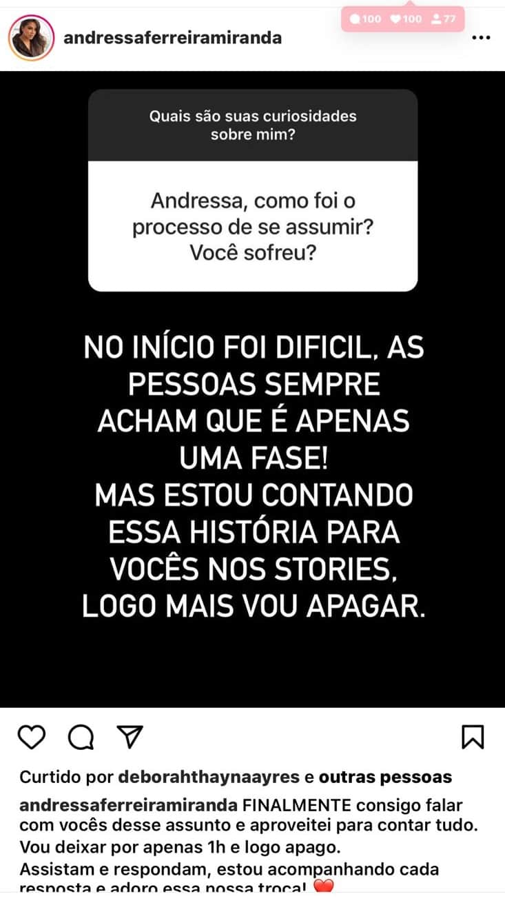 Publicação de Andressa Ferreira (Foto: Reprodução/Instagram) Publicação de Andressa Ferreira (Foto: Reprodução/Instagram)