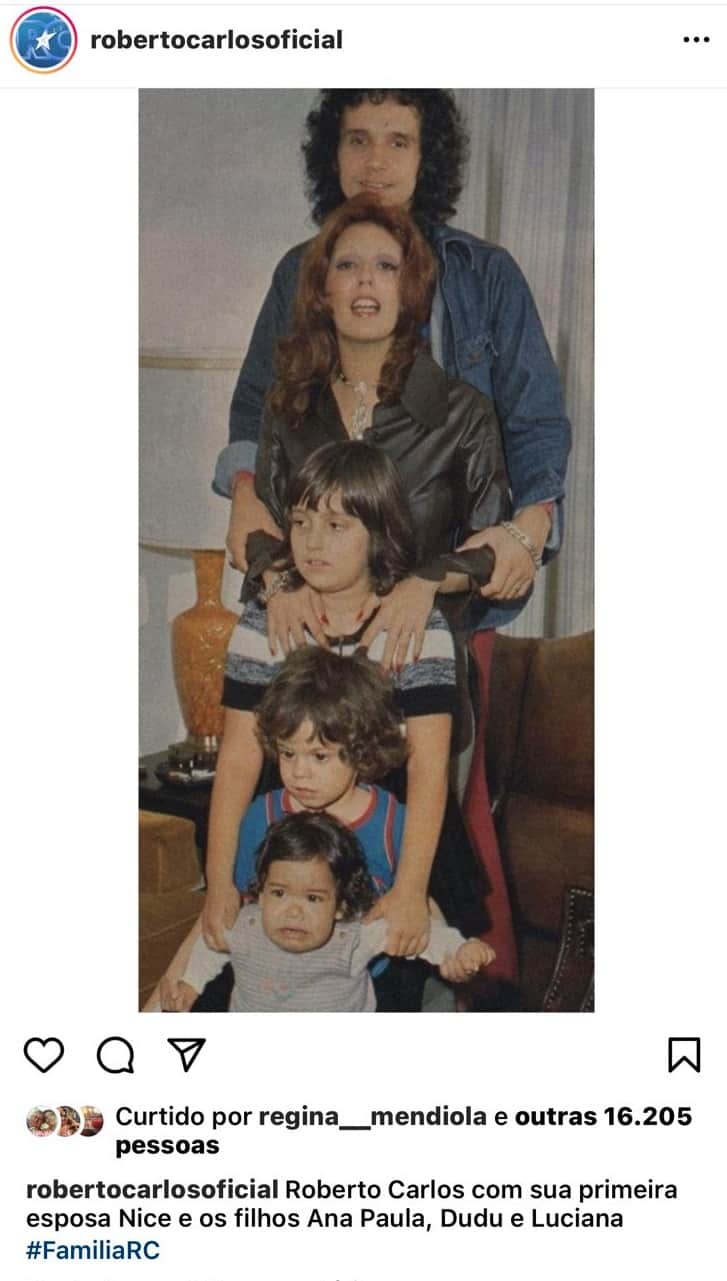 Roberto Carlos em seu Instagram divulga antiga foto com sua primeira esposa (Reprodução / Instagram) Roberto Carlos em seu Instagram divulga antiga foto com sua primeira esposa (Reprodução / Instagram)