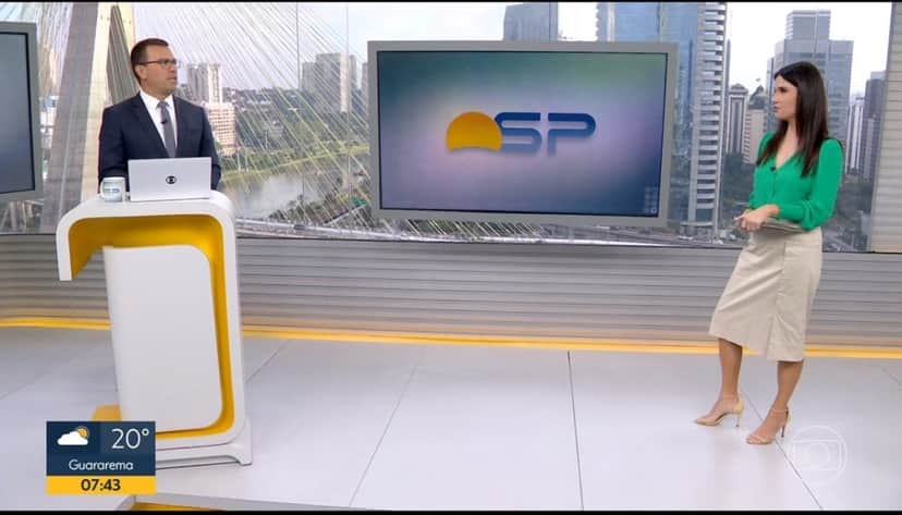 Sabina Simonato e Rodrigo Bocardi se alfinetaram no BDSP- Foto: Reprodução-Globo Sabina Simonato e Rodrigo Bocardi se alfinetaram no BDSP- Foto: Reprodução-Globo