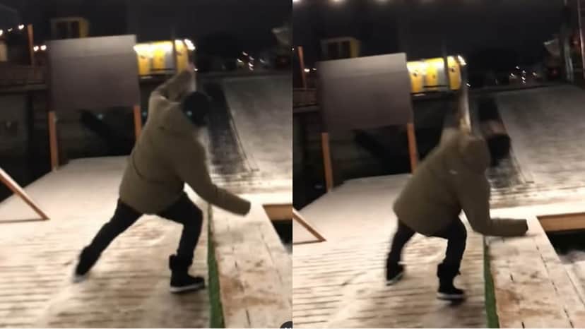 Caio Castro publica vídeo levando tombo no gelo (Reprodução/ Instagram) Caio Castro publica vídeo levando tombo no gelo (Reprodução/ Instagram)