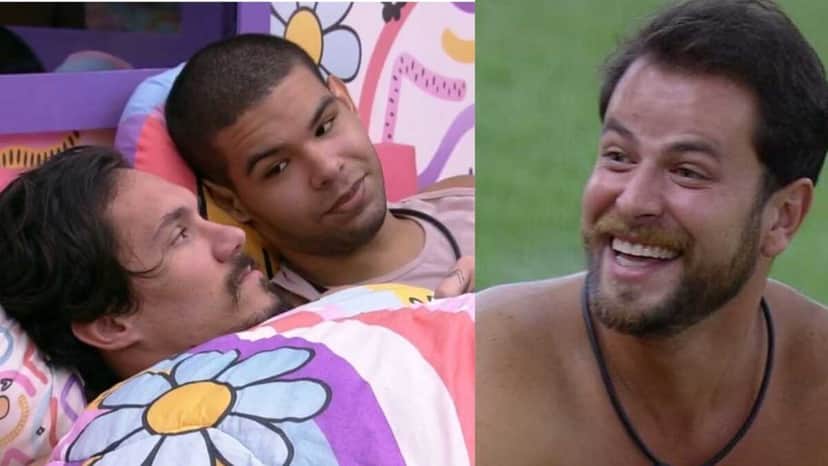 BBB22: Ao falar de Gustavo, Vyni causa crise de ciúmes em Eliezer (Foto: Reprodução/Montagem) BBB22: Ao falar de Gustavo, Vyni causa crise de ciúmes em Eliezer (Foto: Reprodução/Montagem)