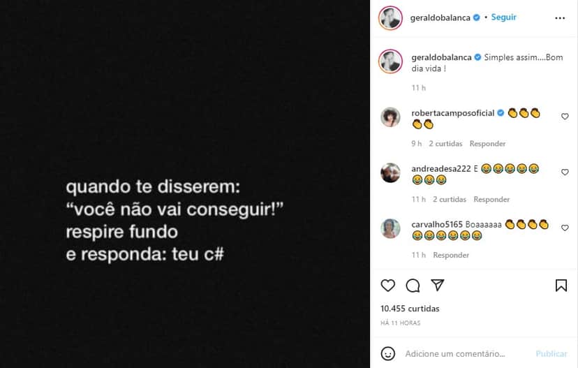 Mensagem do apresentador no Instagram - Foto: Reprodução Mensagem do apresentador no Instagram - Foto: Reprodução