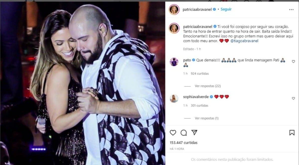 Publicação de Patrícia Abravanel após a desistência de Tiago Abravanel do BBB22 (Foto: Reprodução/Instagram) Publicação de Patrícia Abravanel após a desistência de Tiago Abravanel do BBB22 (Foto: Reprodução/Instagram)