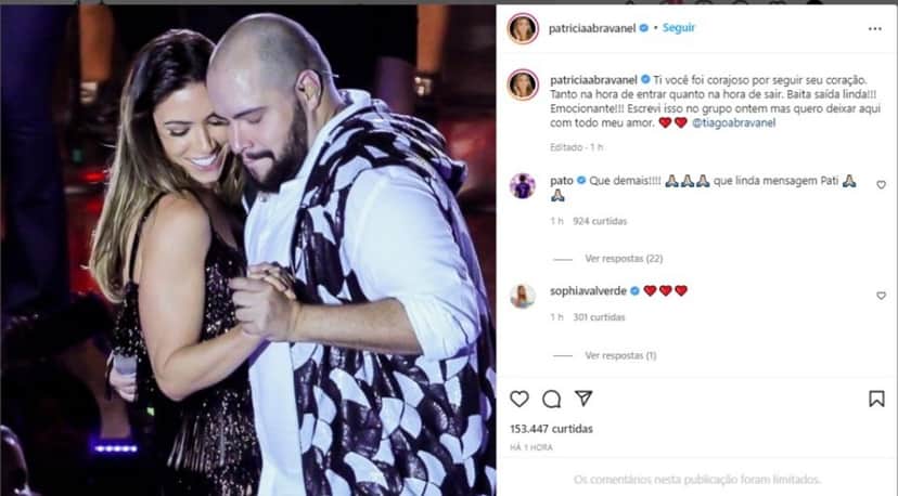 Publicação de Patrícia Abravanel após a desistência de Tiago Abravanel do BBB22 (Foto: Reprodução/Instagram) Publicação de Patrícia Abravanel após a desistência de Tiago Abravanel do BBB22 (Foto: Reprodução/Instagram)