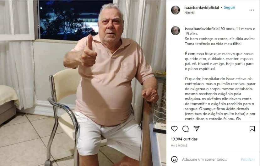 Morre aos 90 anos o ator e dublador Isaac Bardavid - Foto: Reprodução Morre aos 90 anos o ator e dublador Isaac Bardavid - Foto: Reprodução