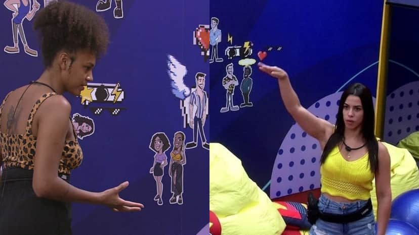 BBB22: Jessilane revela sua visão de jogo para Larissa (Foto: Reprodução/Montagem) BBB22: Jessilane revela sua visão de jogo para Larissa (Foto: Reprodução/Montagem)