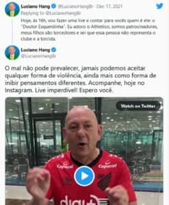Luciano Hang se pronunciou em seu Twitter sobre a agressão (Foto: Reprodução / Twitter) Luciano Hang se pronunciou em seu Twitter sobre a agressão (Foto: Reprodução / Twitter)