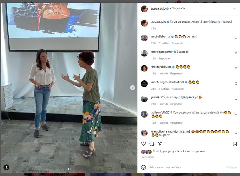 Ana Paula Araújo divulgou um de seus projetos paralelos a Globo nas redes sociais Ana Paula Araújo divulgou um de seus projetos paralelos a Globo nas redes sociais