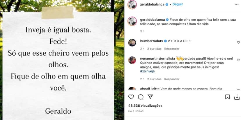 De acordo com Geraldo Luís, é importante ficar de olho nas pessoas (Reprodução) De acordo com Geraldo Luís, é importante ficar de olho nas pessoas (Reprodução)