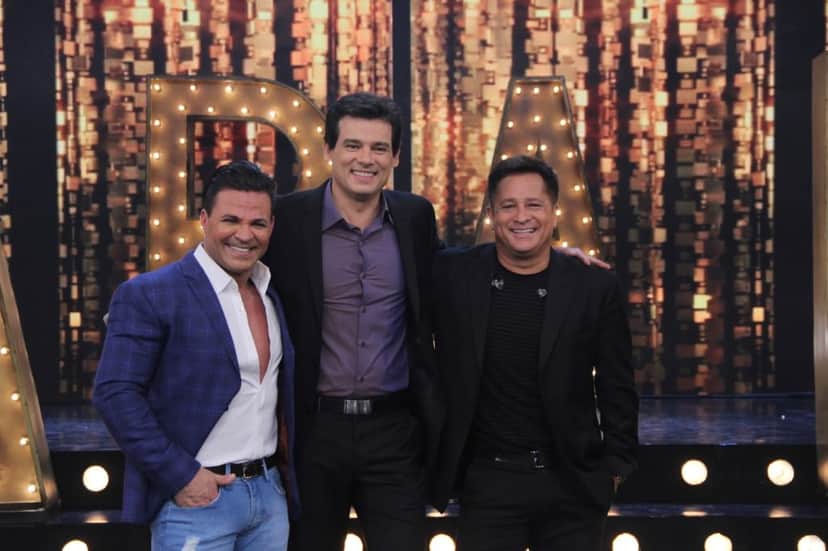 Celso Portiolli ao lado de Eduardo Costa e Leonardo Celso Portiolli ao lado de Eduardo Costa e Leonardo