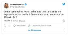 Atriz posta 'indireta' para Arthur Aguiar e apaga publicação (Foto: Reprodução / Twitter) Atriz posta 'indireta' para Arthur Aguiar e apaga publicação (Foto: Reprodução / Twitter)