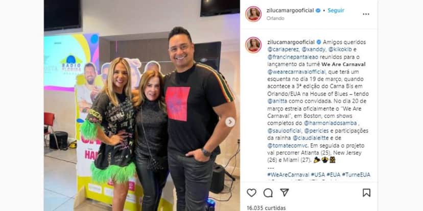 Zilu com Xanddy e Carla Perez (Foto: Reprodução/Instagram) Zilu com Xanddy e Carla Perez (Foto: Reprodução/Instagram)
