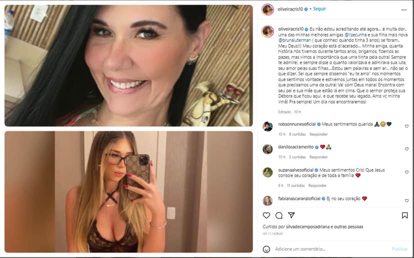Cristiana Oliveira desabafou sobre perda de uma grande amiga e de sua filha nas redes sociais Cristiana Oliveira desabafou sobre perda de uma grande amiga e de sua filha nas redes sociais
