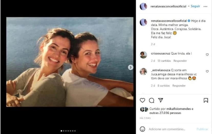 Declaração de Renata Vasconcellos para amiga em seu perfil no Instagram (Foto: Reprodução) Declaração de Renata Vasconcellos para amiga em seu perfil no Instagram (Foto: Reprodução)