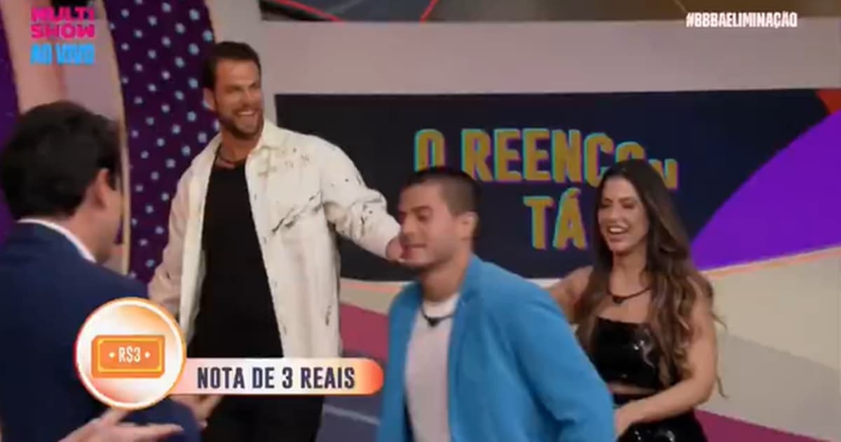 Gustavo, Laís e Arthur vencem título de "mis falso que nota de 3 reais" Gustavo, Laís e Arthur vencem título de "mis falso que nota de 3 reais"