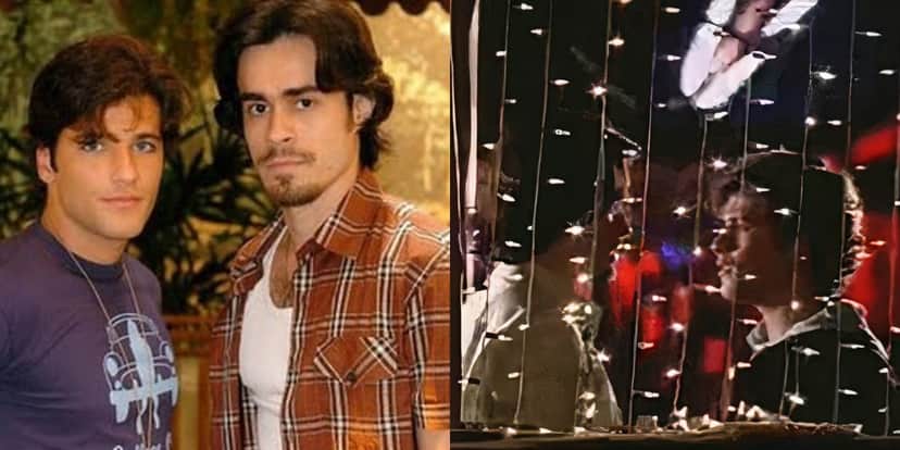 Bruno Gagliasso, como Júnior, e Erom Cordeiro, como Zeca, na cena do 'quase beijo' de "América" (Foto: Reprodução/TV Globo) Bruno Gagliasso, como Júnior, e Erom Cordeiro, como Zeca, na cena do 'quase beijo' de "América" (Foto: Reprodução/TV Globo)