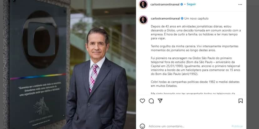 "Anos de parceria", Carlos Tramontina, em meio à saída da Globo, tem relação discreta exposta: "Meu amor" "Anos de parceria", Carlos Tramontina, em meio à saída da Globo, tem relação discreta exposta: "Meu amor"