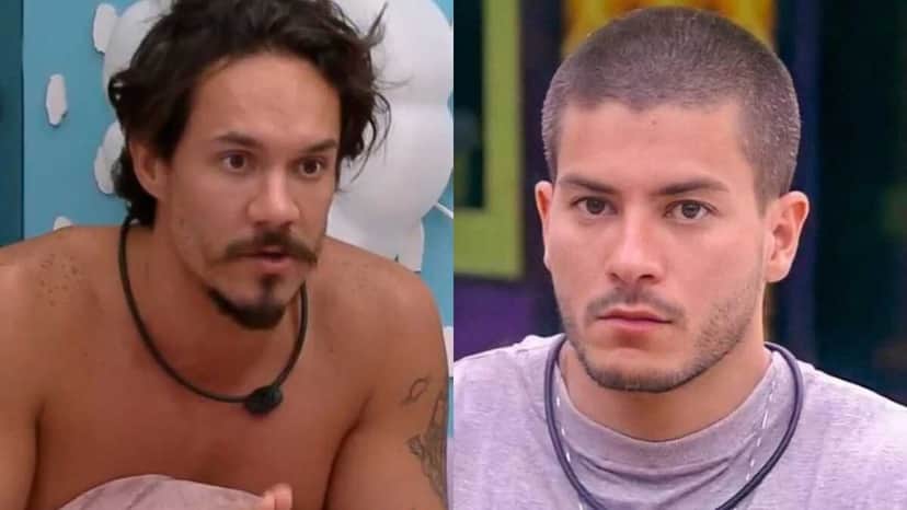 BBB22: Eliezer conta para Linn da Quebrada tudo que ouviu de Arthur Aguiar (Foto: Reprodução/Montagem) BBB22: Eliezer conta para Linn da Quebrada tudo que ouviu de Arthur Aguiar (Foto: Reprodução/Montagem)