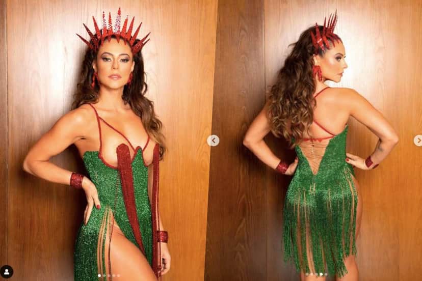Paolla Oliveira com fantasia para ensaio de Carnaval - reprodução Paolla Oliveira com fantasia para ensaio de Carnaval - reprodução