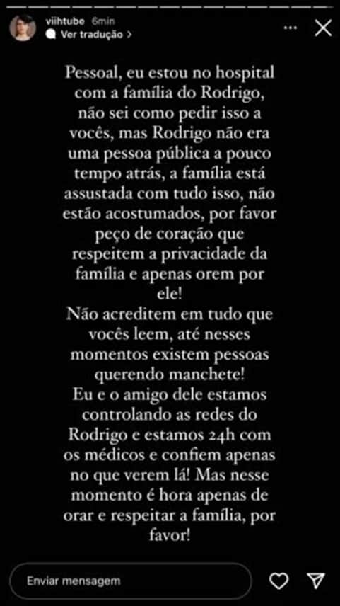 Viih Tube está cuidando das redes sociais de Rodrigo Mussi após acidente Viih Tube está cuidando das redes sociais de Rodrigo Mussi após acidente