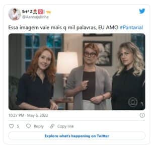 Juma (Alanis Guillen) deixando o Pantanal e indo com Jove (Jesuíta Barbosa) para o Rio de Janeiro rendeu vários memes na web (Foto: Reprodução / Twitter) Juma (Alanis Guillen) deixando o Pantanal e indo com Jove (Jesuíta Barbosa) para o Rio de Janeiro rendeu vários memes na web (Foto: Reprodução / Twitter)