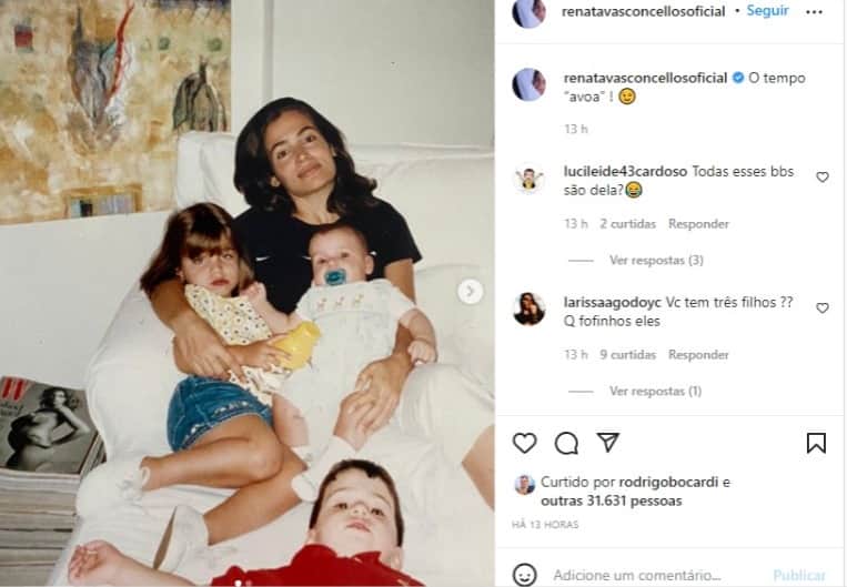 Renata Vasconcellos surge ao lado dos filhos e da sobrinha em um raro clique no Dia das Mães (Foto: Reprodução/Instagram) Renata Vasconcellos surge ao lado dos filhos e da sobrinha em um raro clique no Dia das Mães (Foto: Reprodução/Instagram)
