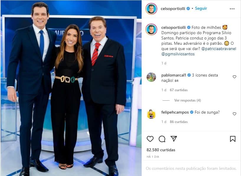 Celso Portiolli, Silvio Santos e Patrícia Abravanel - Foto: Reprodução Celso Portiolli, Silvio Santos e Patrícia Abravanel - Foto: Reprodução