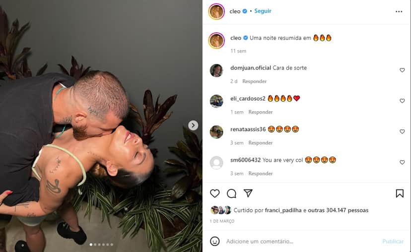 Cleo Pires em momento quente com o marido, leandro D'Lucca - Foto: Reprodução Cleo Pires em momento quente com o marido, leandro D'Lucca - Foto: Reprodução