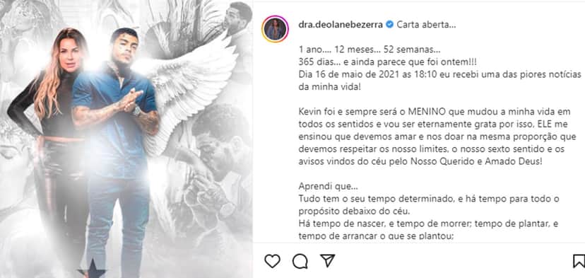 Carta de Deolane Bezerra sobre um ano da morte de MC Kevin Carta de Deolane Bezerra sobre um ano da morte de MC Kevin