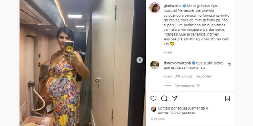 Giulia Costa nas gravações de "Quanto Mais Vida, Melhor!" (Foto: Reprodução/Instagram) Giulia Costa nas gravações de "Quanto Mais Vida, Melhor!" (Foto: Reprodução/Instagram)