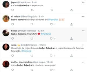 Internautas elogiaram a atuação de milhões da intérprete de Maria Bruaca na novela das nove da Globo (Foto: Reprodução / Twitter) Internautas elogiaram a atuação de milhões da intérprete de Maria Bruaca na novela das nove da Globo (Foto: Reprodução / Twitter)